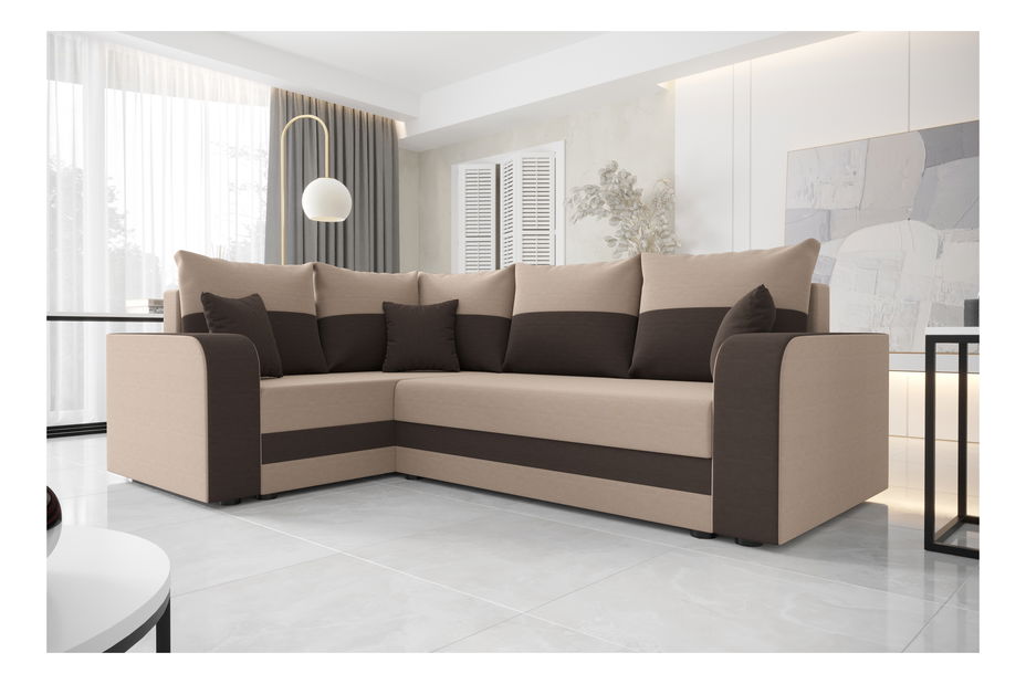 Rohová sedací souprava Harmony Plus (černá + bílá) (L)