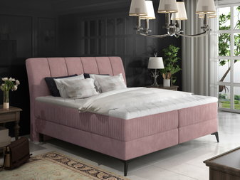 Boxspring postel 160 cm Alberto (růžová) (s matracemi)
