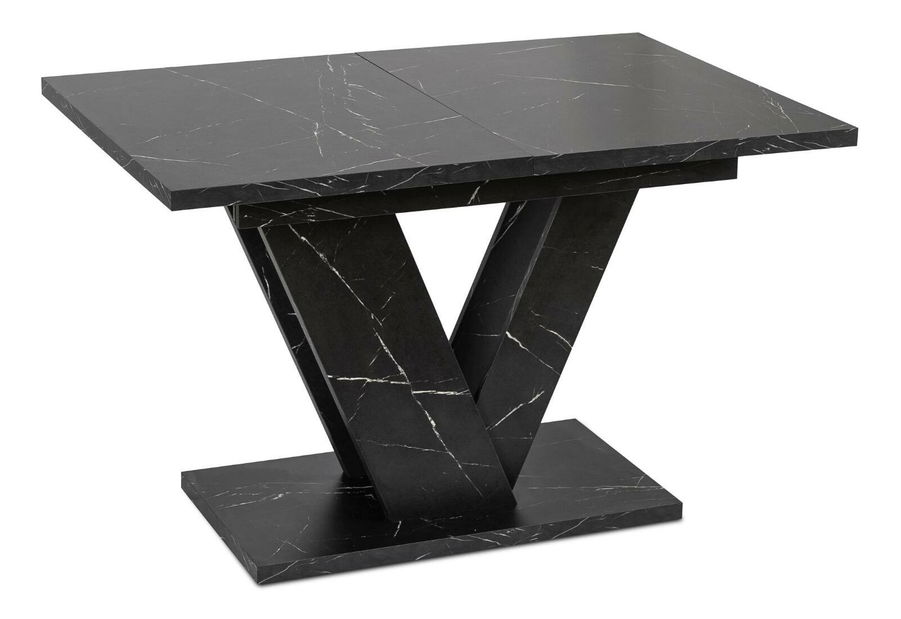 Rozkládací jídelní stůl Comentado (mramor černý + zlatá) (pro 4-6 osob)