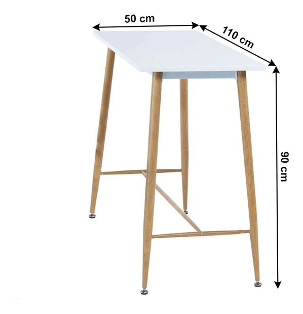 Barový stůl Geer (bílá + buk)