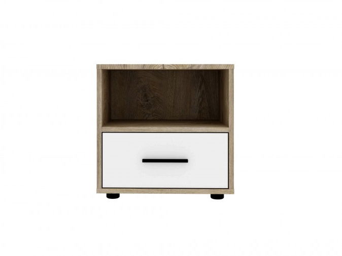 Noční stolek Mitiano M8 (dub engrein + bílá)