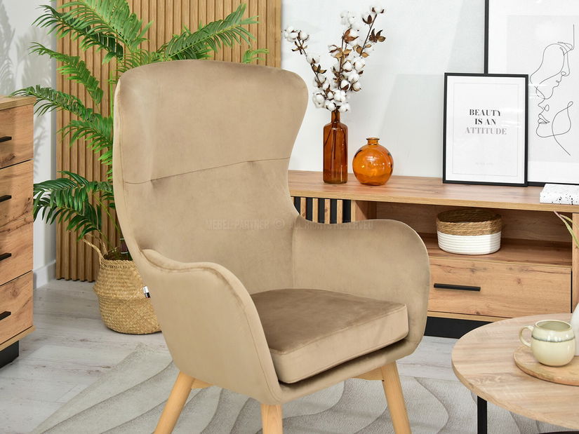 Křeslo Léto (béžová + buk)