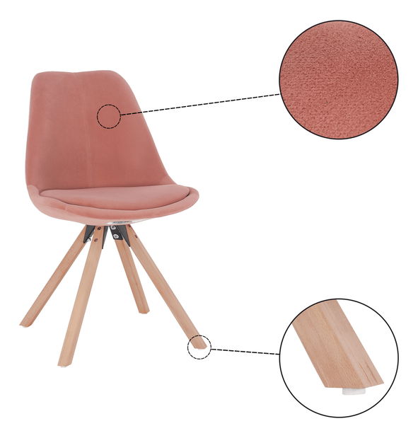 Jídelní židle Fra (růžová + buk)