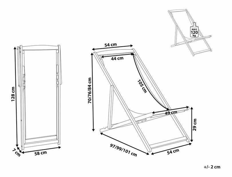 Zahradní lehátko ANIZO (dřevo) (tmavě hnědá)