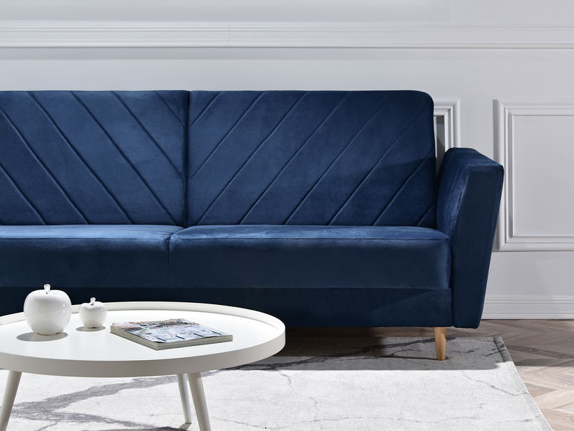 Pohovka trojsedačka Michel (tmavě modrá + buk)