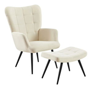 Křeslo s podnožkou Halago (bílá + černá)