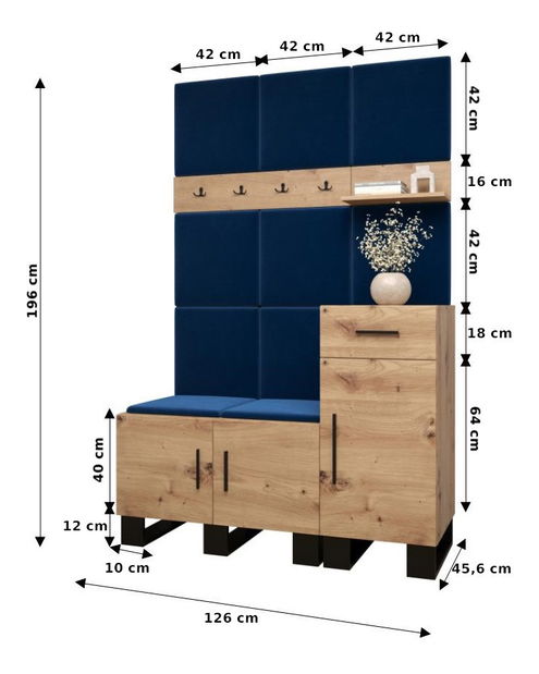 Předsíňová sestava Amanda 5 (dub artisan + černá)