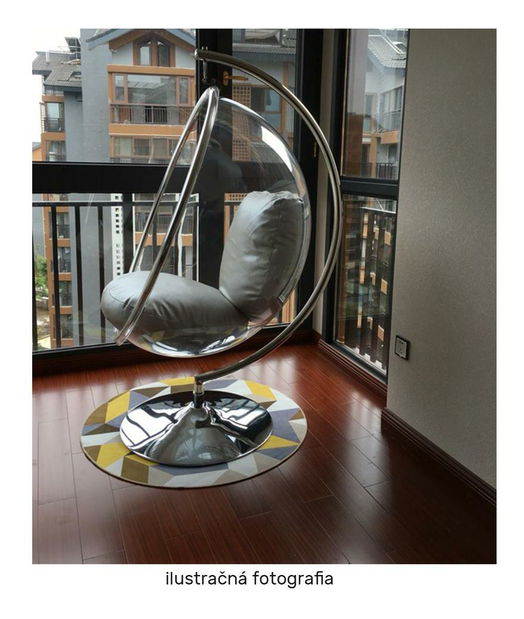 Závěsné houpací křeslo Belgica 3 (transparentní + stříbrná + šedá)