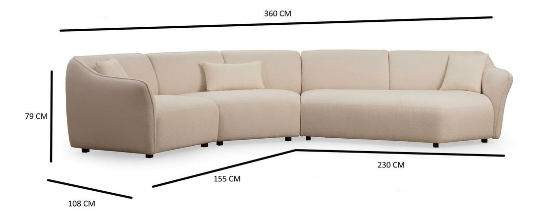 Rohová sedačka Mentasota 2 (krémová)