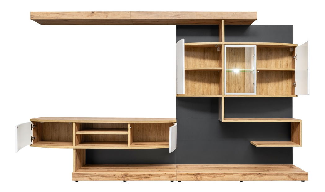 Obývací stěna Patty 20 WTANW PM (wotan + antracyt + bílá + stříbrný hliník)