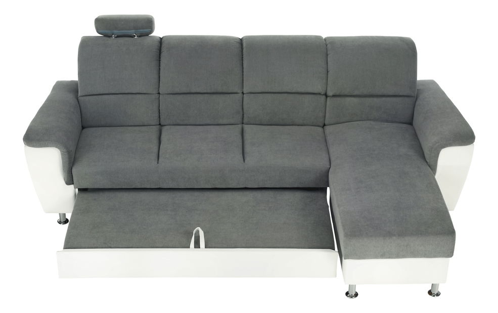 Rohová sedací souprava Stan malá (bílá + šedá) (P)