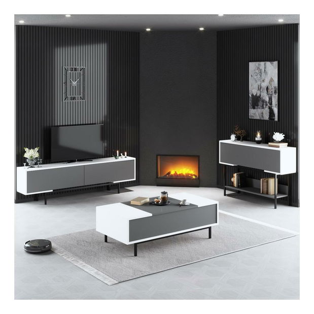 TV stolek/skříňka Flair 3 (antracit + bílá + černá)