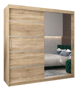 Šatní skříň 250 cm se zrcadlem Verika 2 250 (dub sonoma)