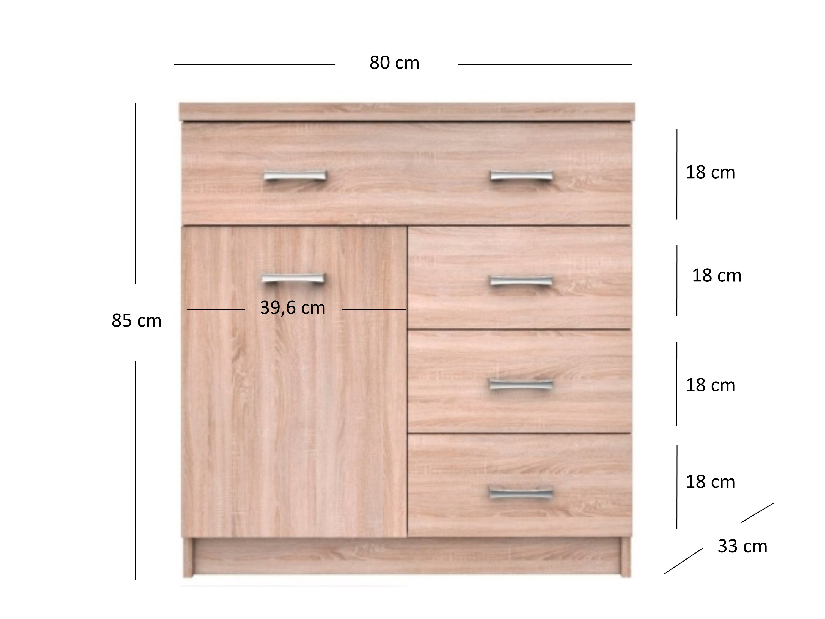 Komoda Tianna 1d4s (dub sonoma)