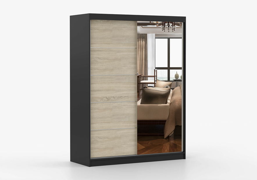 Šatní skříň Viola 05 (černá + dub sonoma)