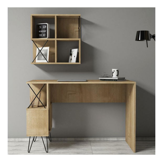 Sada nábytku do pracovny Likime 1 (dub + černá)