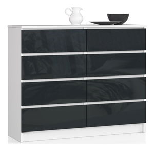 Komoda Kapil II (bílá + lesk grafit)