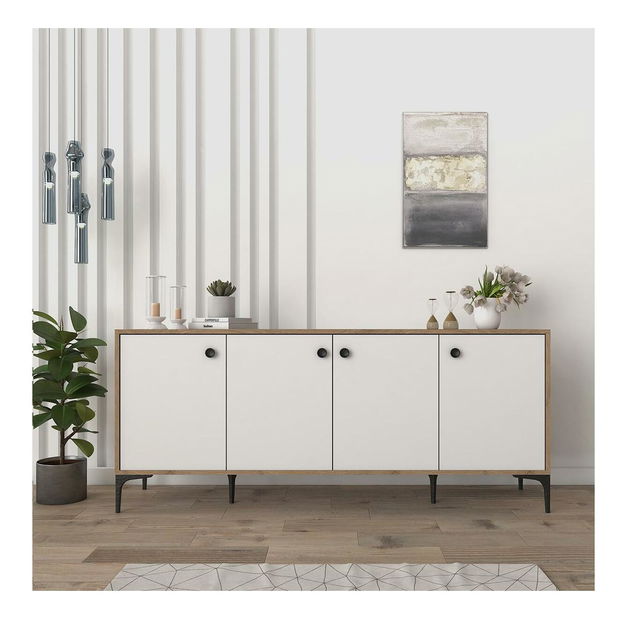 Konzolový stolek Lamele 1 (dub + bílá)