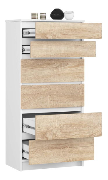 Komoda Kalista III (bílá + dub sonoma)