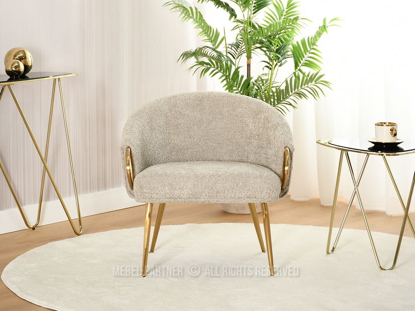 Křeslo Carma F (tmavobéžová + zlatá)