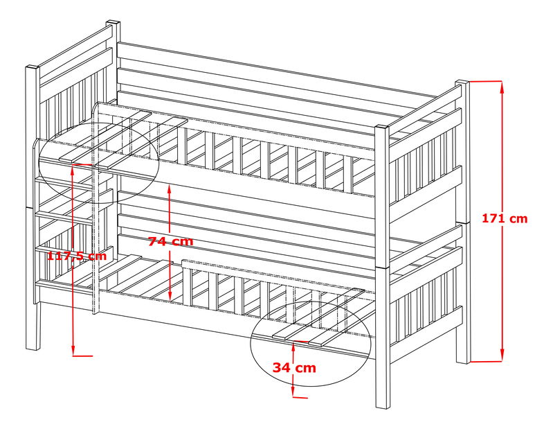 Dětská postel 80 cm Mao (s roštem a úl. prostorem) (bílá)