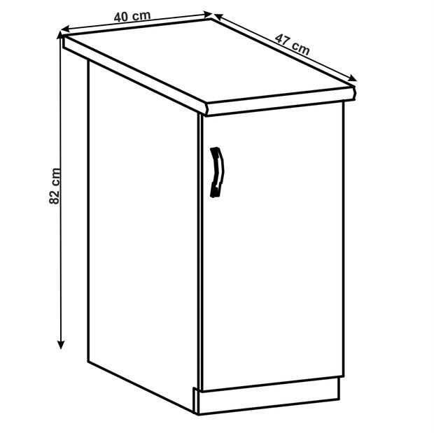 Dolní kuchyňská skříňka D40 Lanaya (bílá + šedá matná) (P)