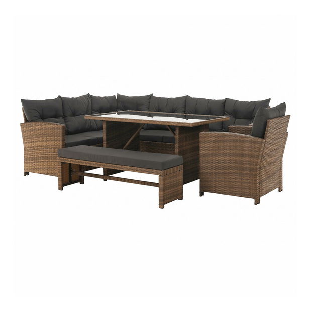 Zahradní set Senala (hnědošedá + světle hnědá) (pro 8 osob)