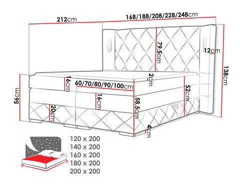 Manželská postel 160cm Busca (máslová)