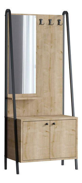 Předsíňová sestava Aliex 32 (dub + černá) (se zrcadlem)