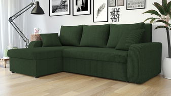 Rohová sedačka Delmur (tmavě zelená) (s úl. prostorem)