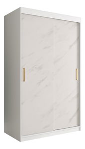 Šatní skříň 120 cm Marbelo T (matná bílá + bílý mramor)