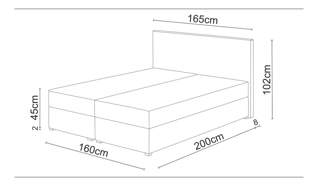 Manželská postel Boxspring 160 cm Fade 1 (šedá) (s matrací a úložným prostorem)