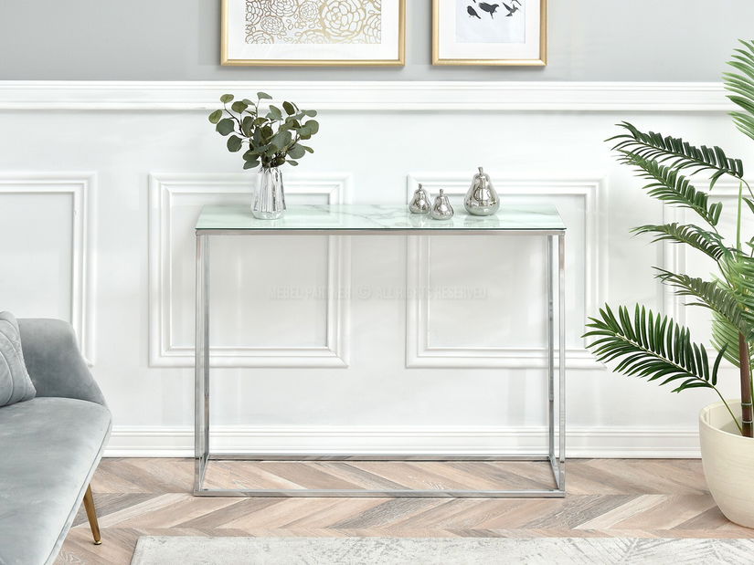 Konzolový stolek Bella Kons (bílá + chromová)