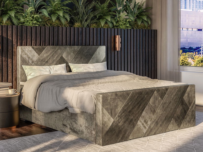 Boxspring postel 160 cm Galand (hnědošedá) (s matrací a úl. prostorem)