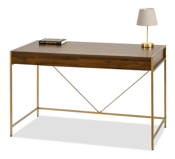 PC stolek Unica (ořech + zlatá)