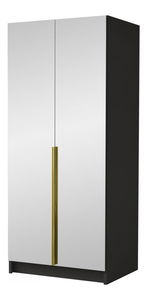 Šatní skříň Smagano III (černá + zlatá) (se zrcadlem)