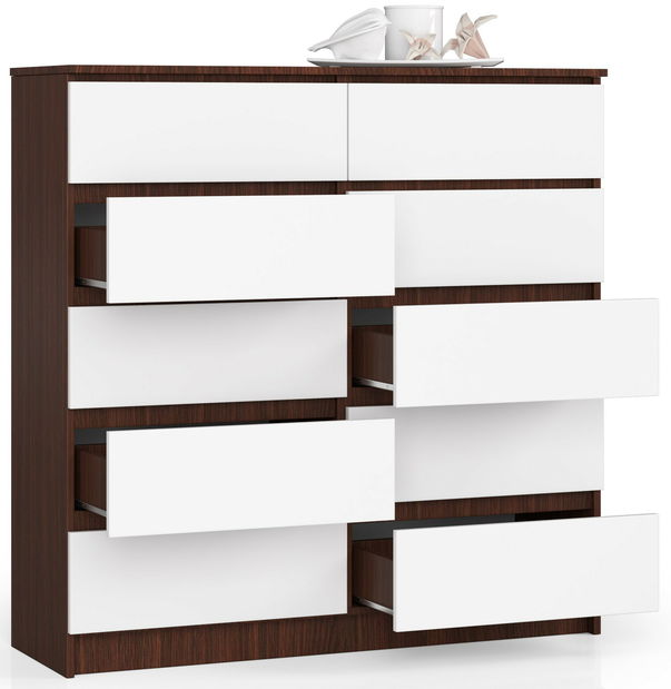 Komoda Kapil III (wenge + bílá)