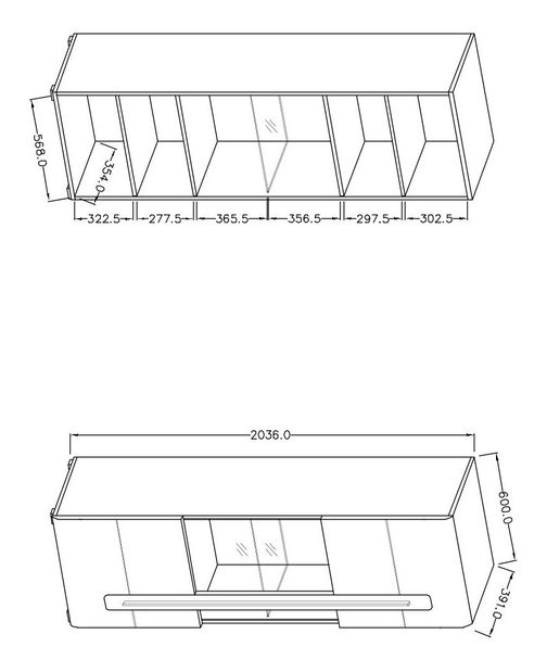 Polička 180 cm Tashia Typ 02 (bílá + vysoký lesk bílý)