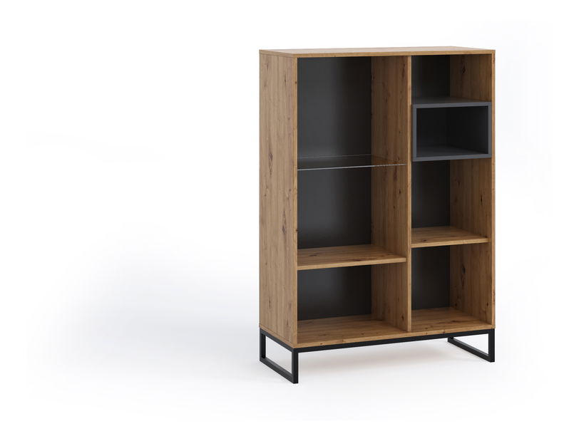 Vitrina Oliver WIT90 (dub artisan + černá matná)