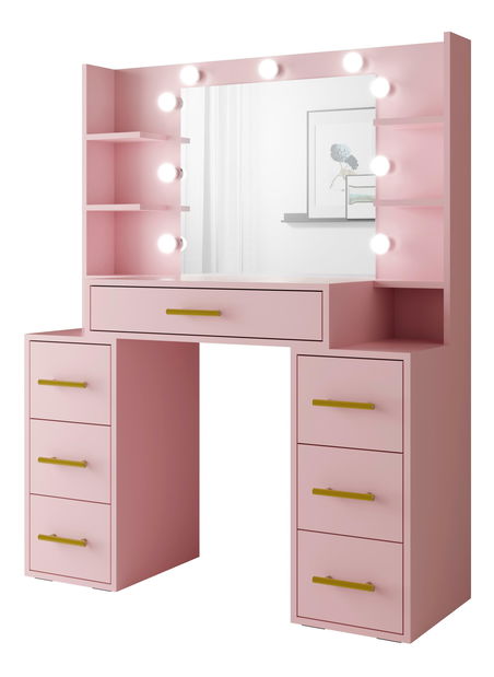 Toaletní stolek Bronetta 1 (marshmallow) (se zrcadlem) (s LED osvětlením)