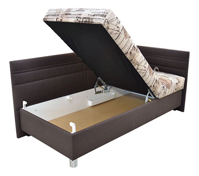 Jednolůžková postel 90 cm Blanář Polly (bílá + šedá) (s roštem a matrací) (P)