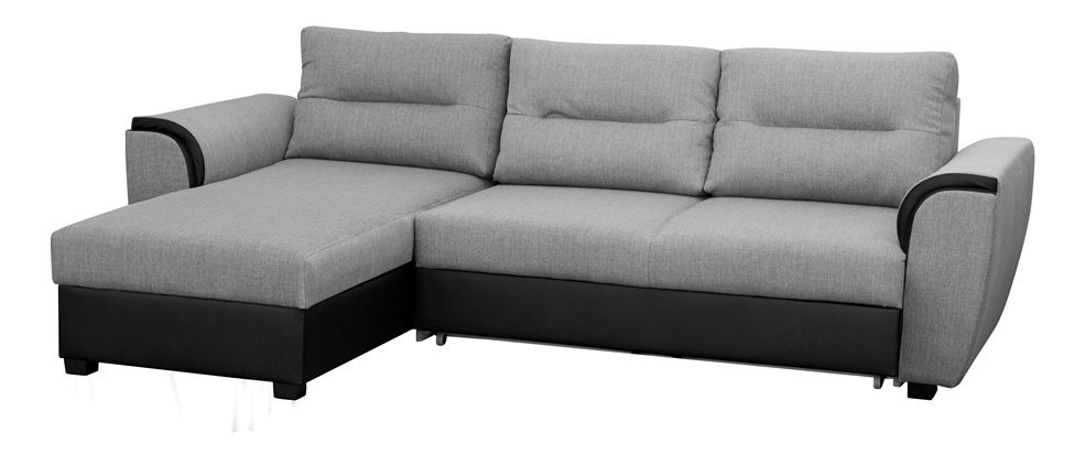 Rohová sedací souprava Thomas (světlešedá + černá) (L)