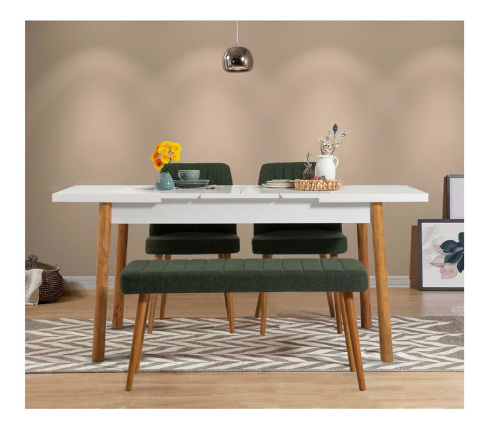 Jídelní set Vlasta 4 (borovice atlantická + bílá + zelená) (pro 4 osoby)