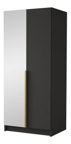 Šatní skříň Smagano II (černá + zlatá) (se zrcadlem)