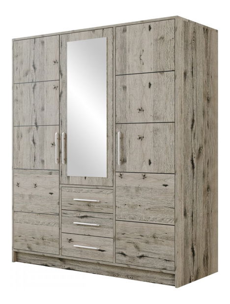 Šatní skříň Lenona D3 (dub wellington) (se zrcadlem)