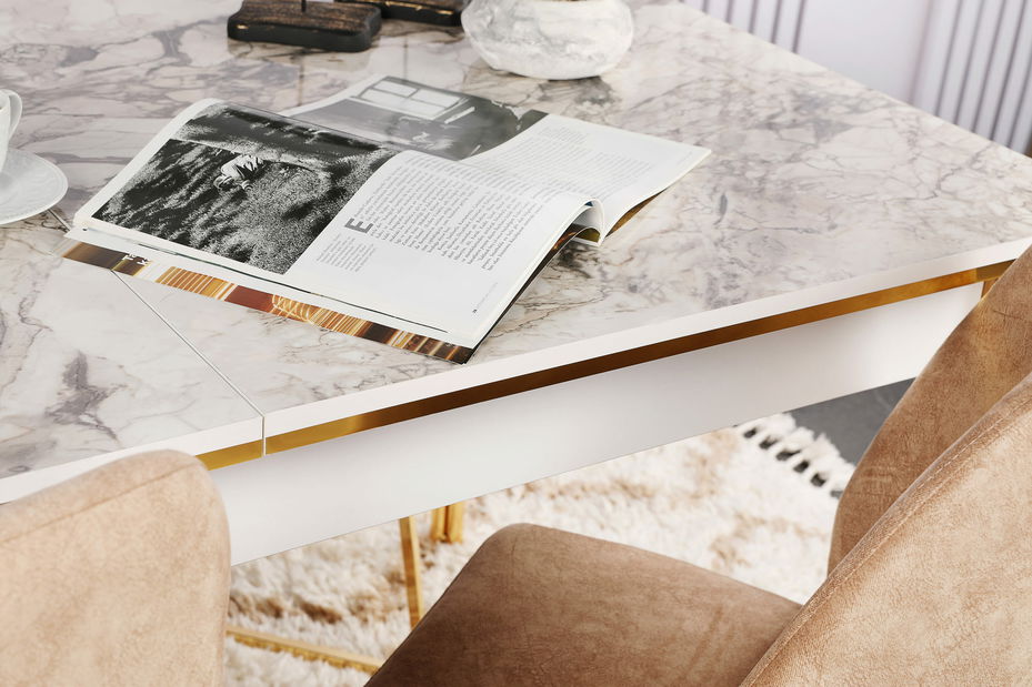 Rozkládací jídelní stůl (pro 6 osob) Diana (Zlatá + Bílá) *bazar