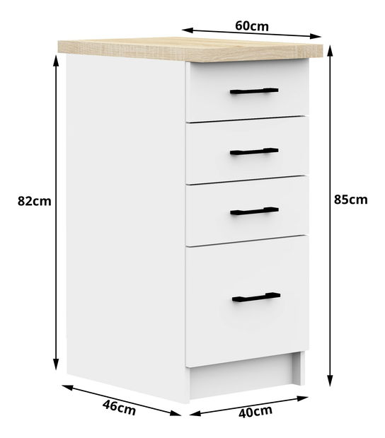 Dolní kuchyňská skříňka Ozara S40 SZ4 (bílá)