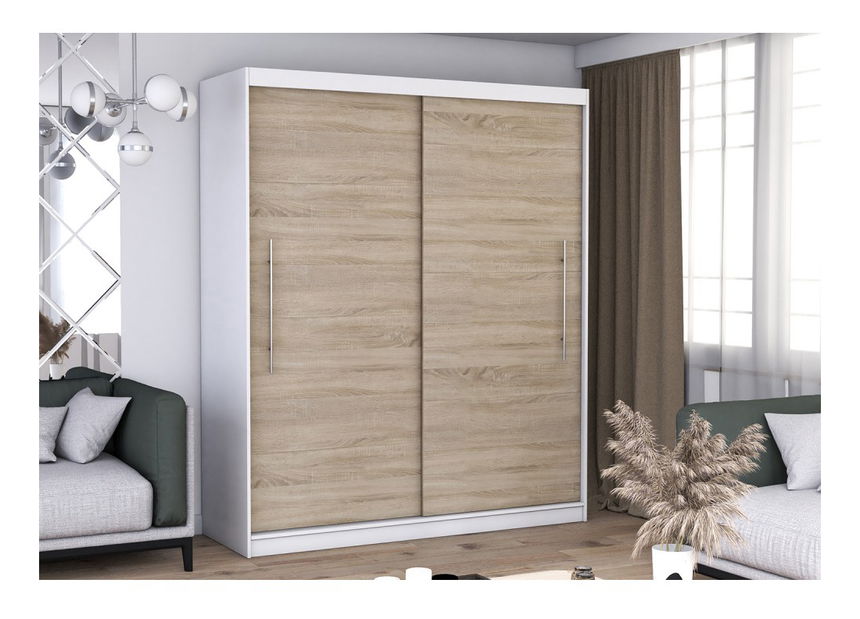 Šatní skříň Thovan (bílá + dub sonoma)