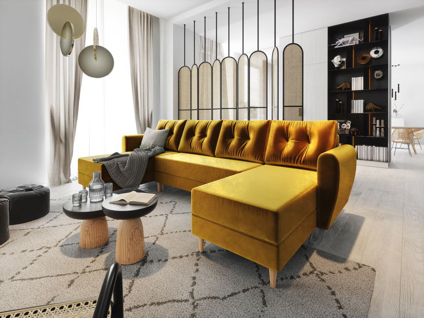 Rohová sedačka ve tvaru U Palermo (medová) (P)