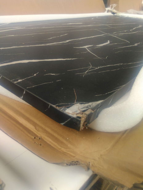 Jídelní stůl Rahola 2 (černý mramor + černá) (pro 4 osoby) *bazar